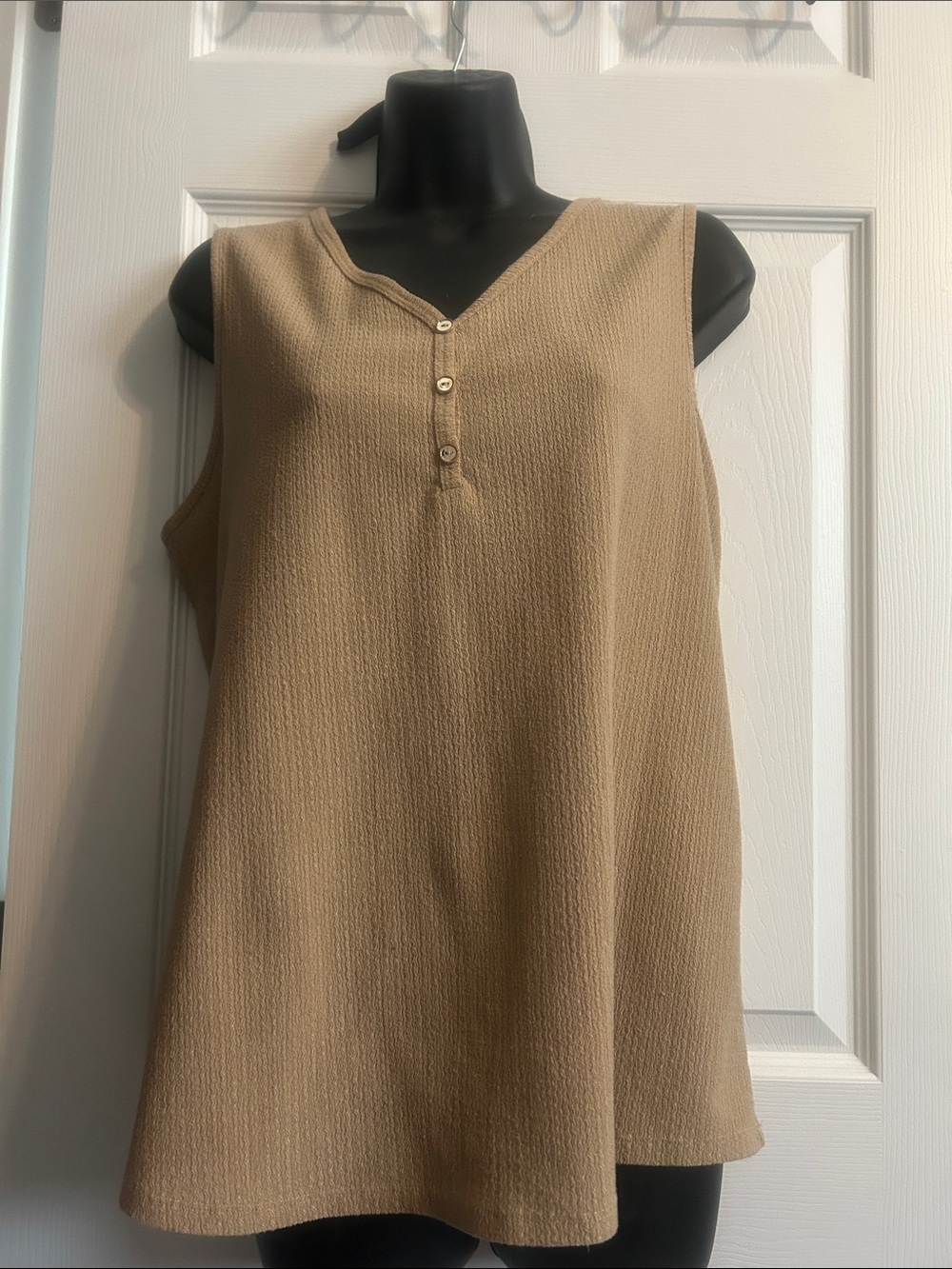 NAIF Tan Sleeveless Henley A-Line Tank